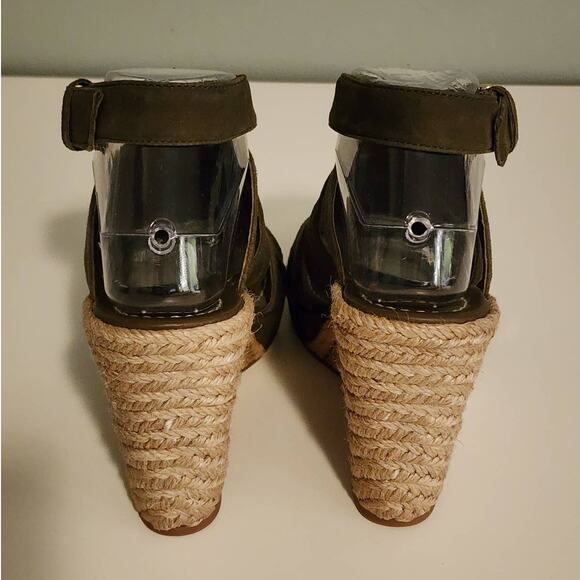 Tory Burch Bailey Suede Espadrille Platform Sandal Olive Green Size 7.5 - Picture 10 of 11